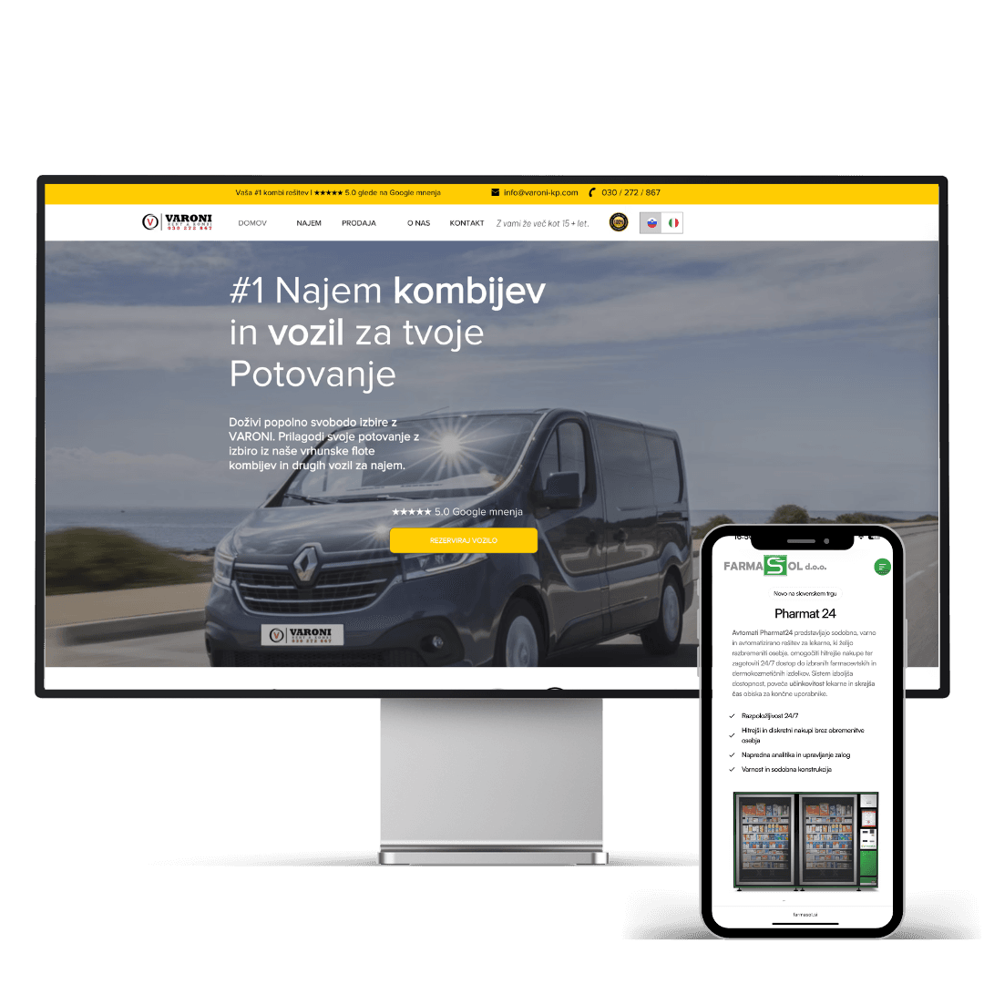 Varoni Rent a Kombi — predogled spletne strani