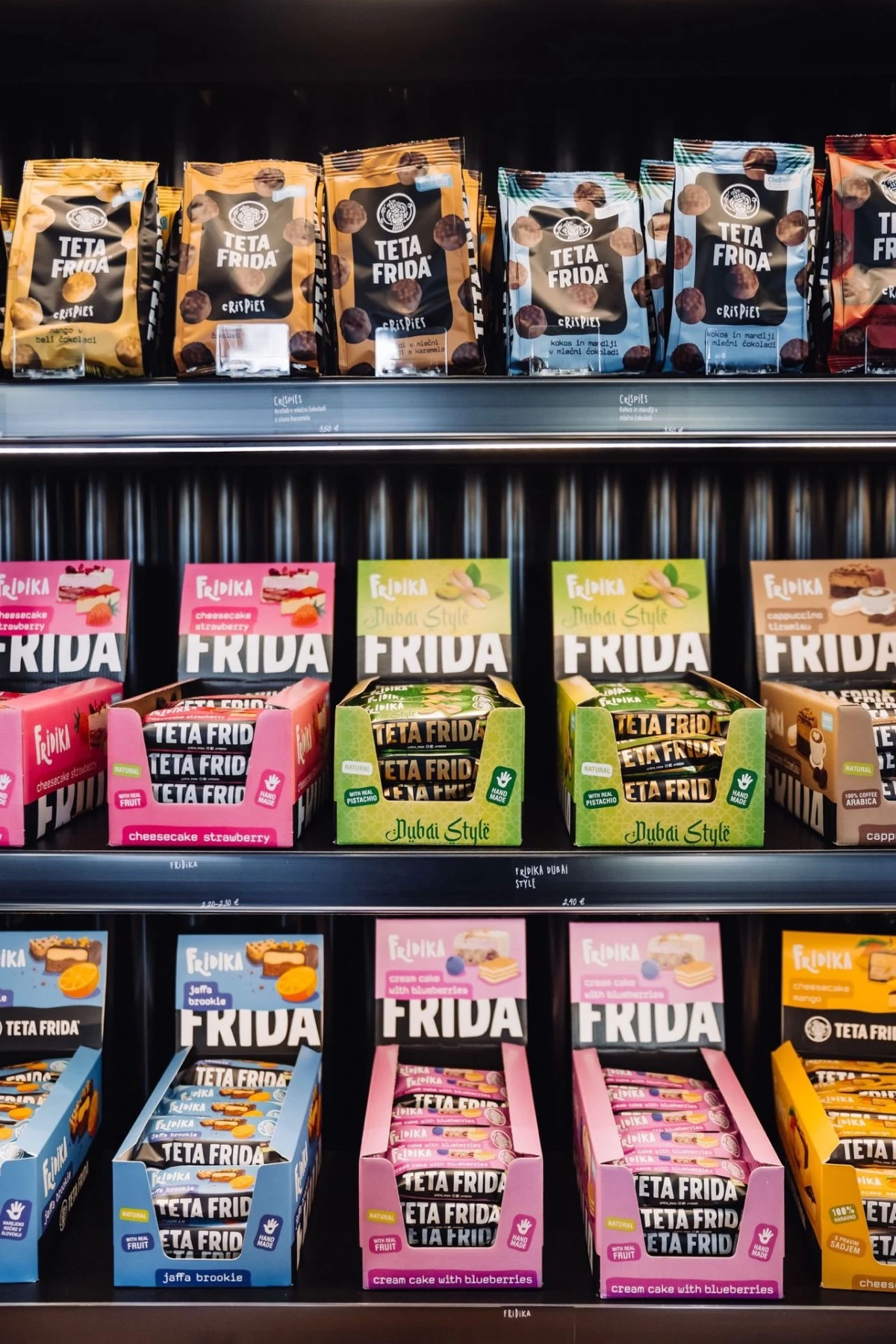 Teta Frida products on a retail shelf